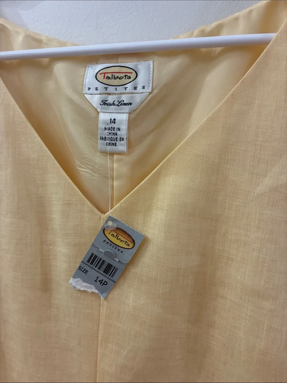 Talbots NWT Classic Yellow Sleeveless Irish Linen Dress - size 14P